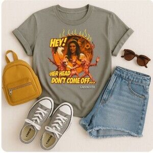 Gray Labyrinth 'Her Head Don't Come Off...' Graphic T-Shirt Size Med NWT P2P 20
